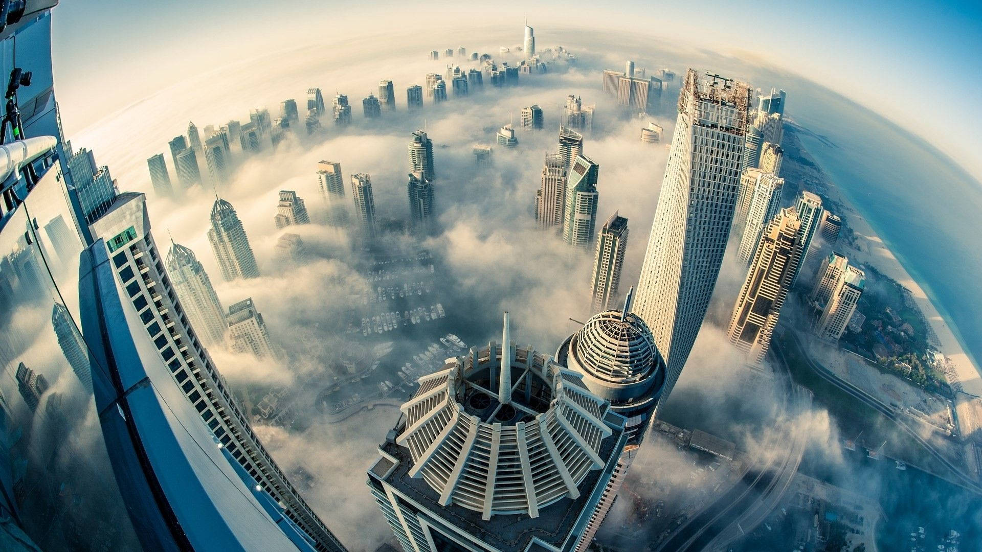Cloudy Dubai Aerial Shot