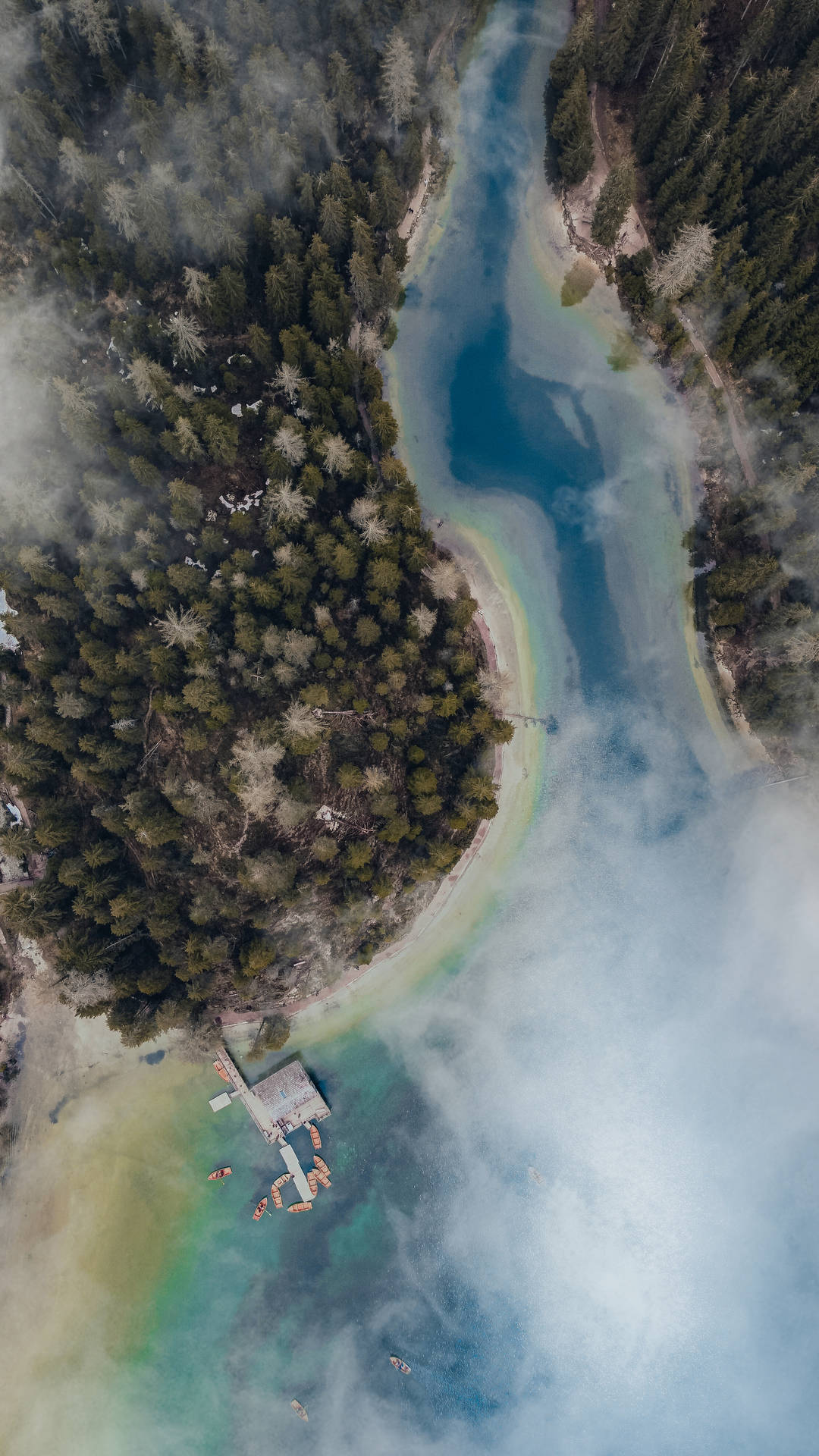 Cloudy Editing On Braies Lake Wallpaper