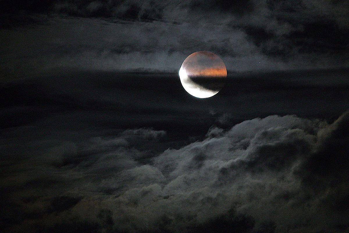 Cloudy Lunar Eclipse Wallpaper