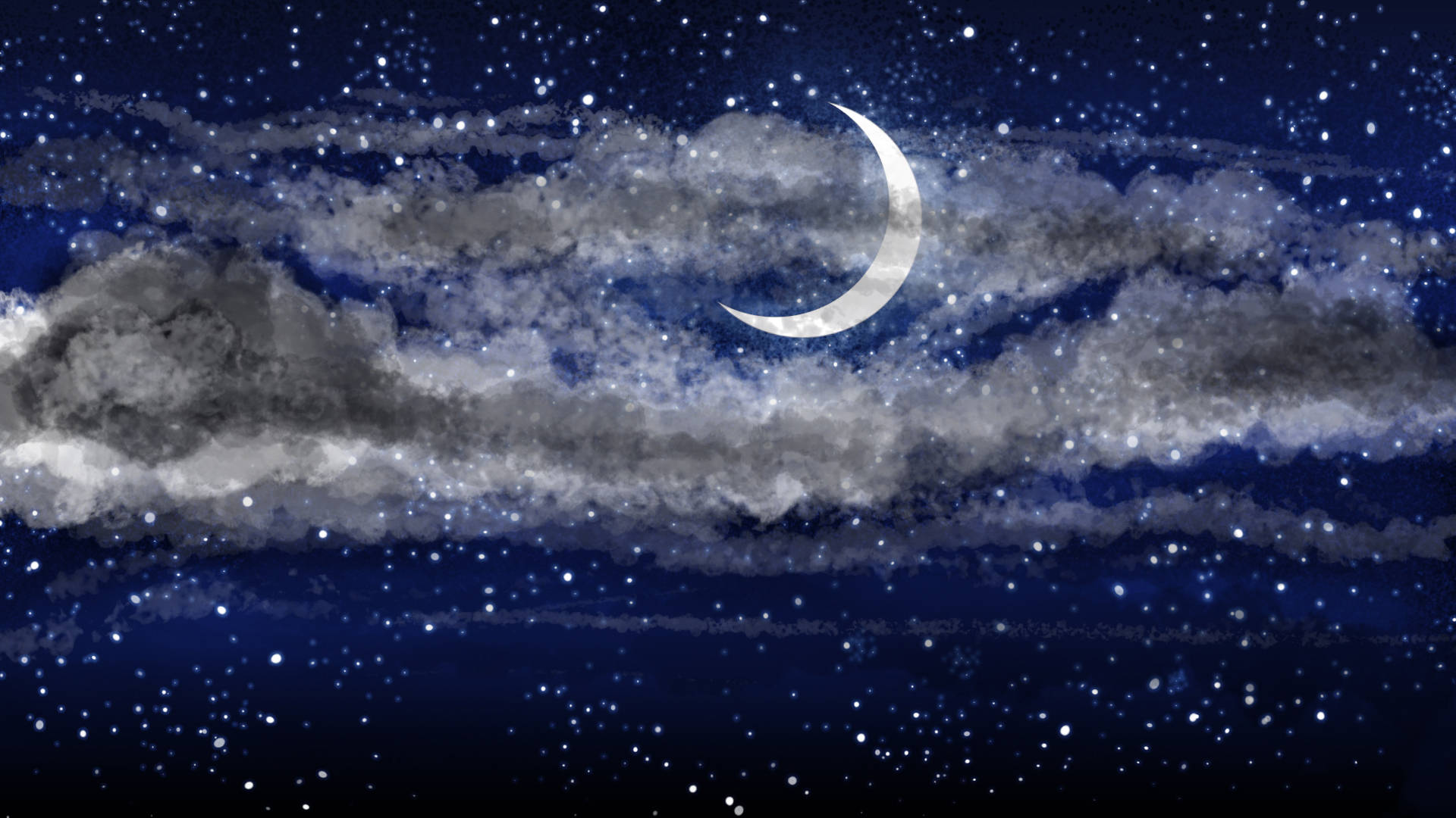 Cloudy Moon And Stars Wallpaper
