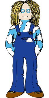 Cloudy Overalls Cartoon Character PNG