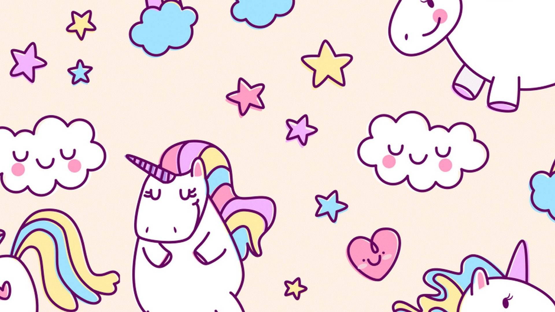 Unicornioarcoíris Nublado Fondo de pantalla