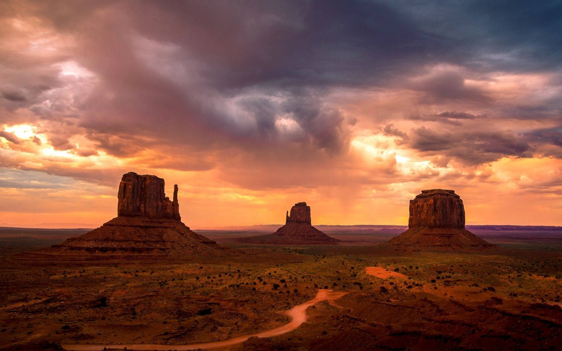 Cloudy Sky At Monument Valley Wallpaper