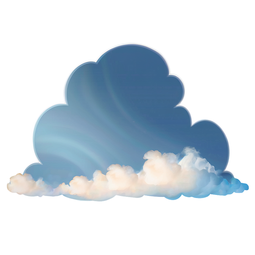 cloudy sky b PNG — A glowing cloud with a bright white outline floats against a soft blue sky with fluffy white clouds below.