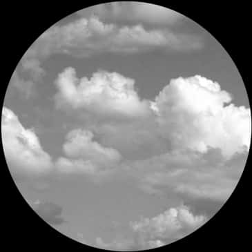 Cloudy_ Sky_ Circular_ Frame_ Black_and_ White PNG