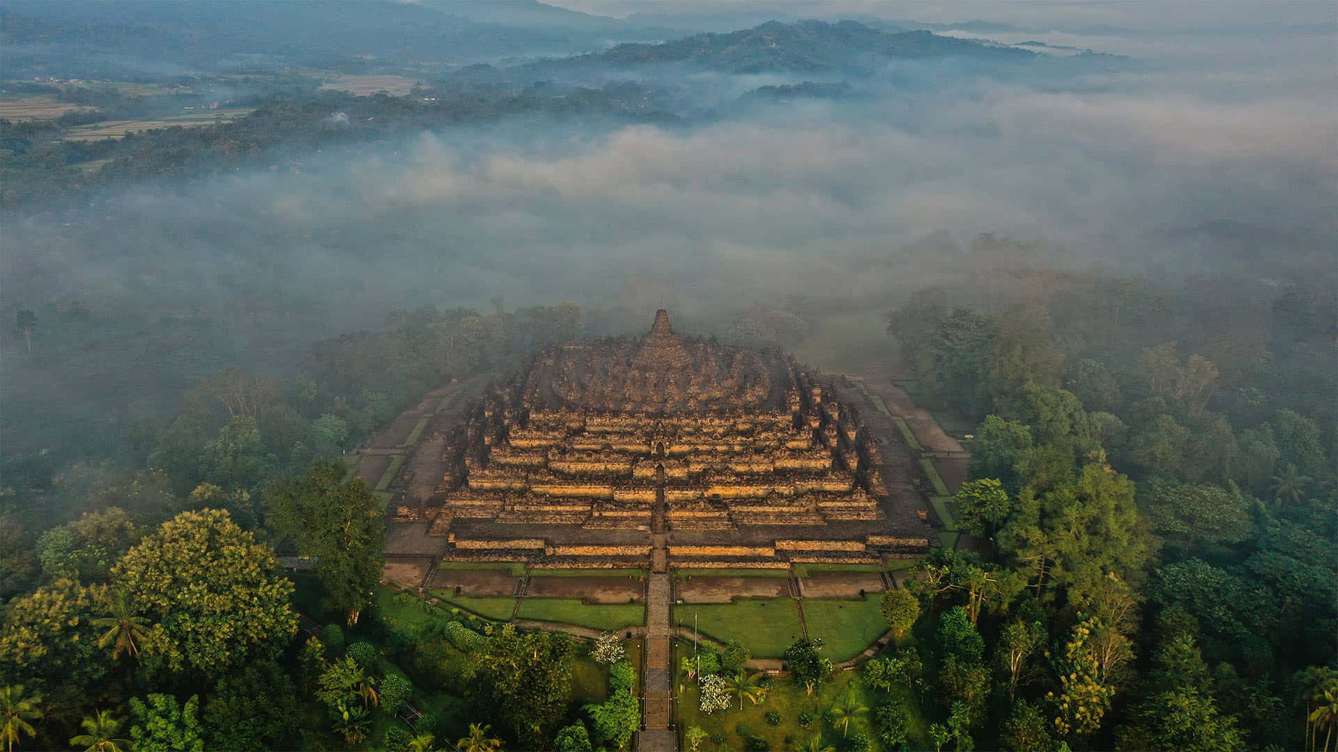 Cloudy Sky From Borobudur Temple Wallpaper