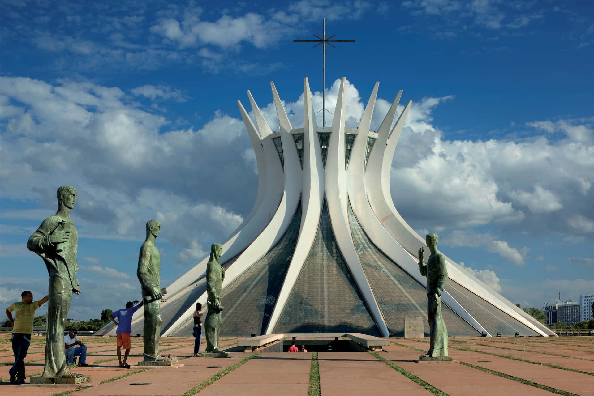 Cloudy Sky Over Cathedral Of Brasilia Wallpaper