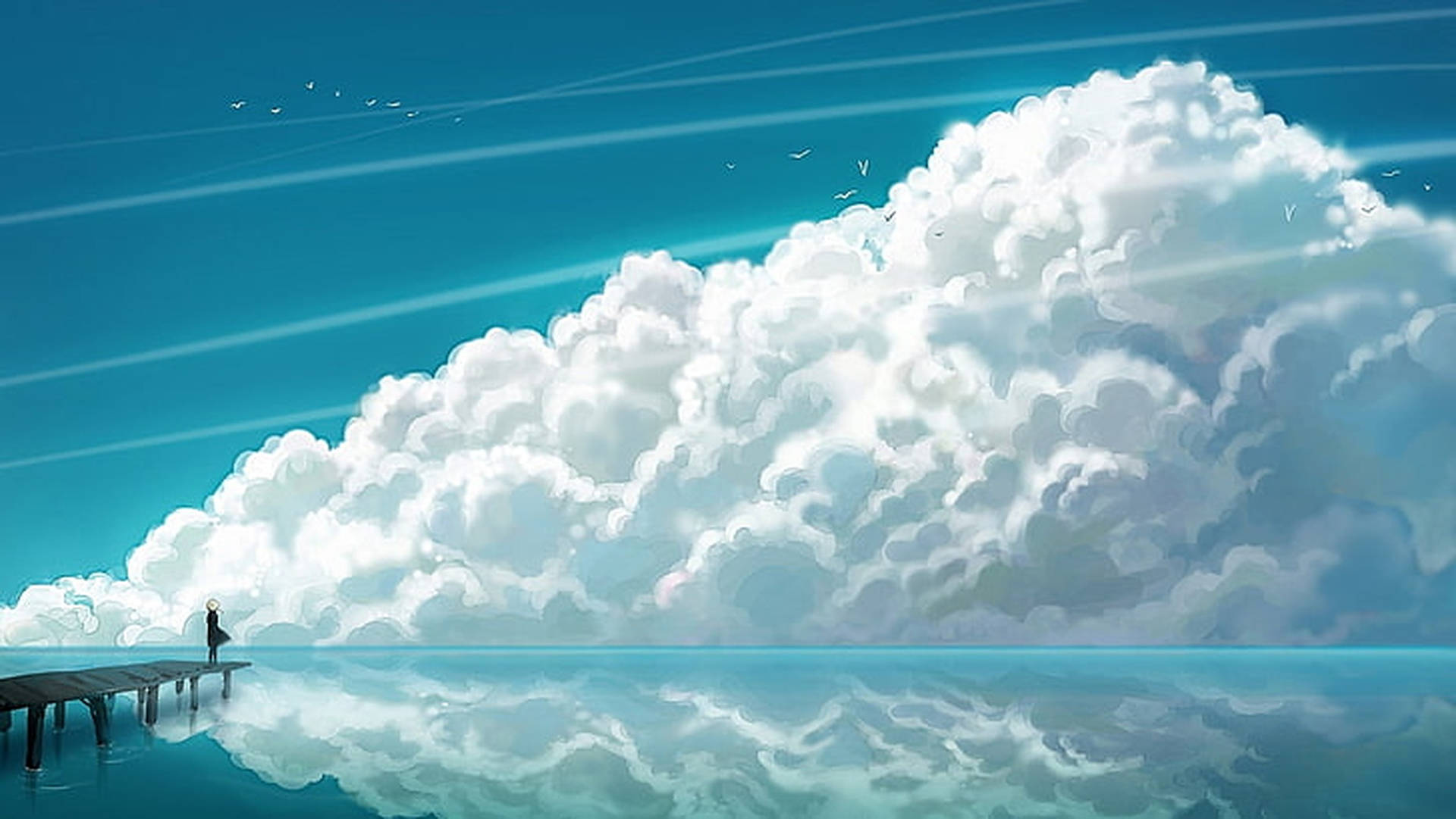 Cloudy Weather Digital Illustration Wallpaper