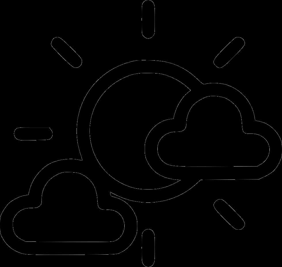Cloudy_ Weather_ Line_ Art PNG