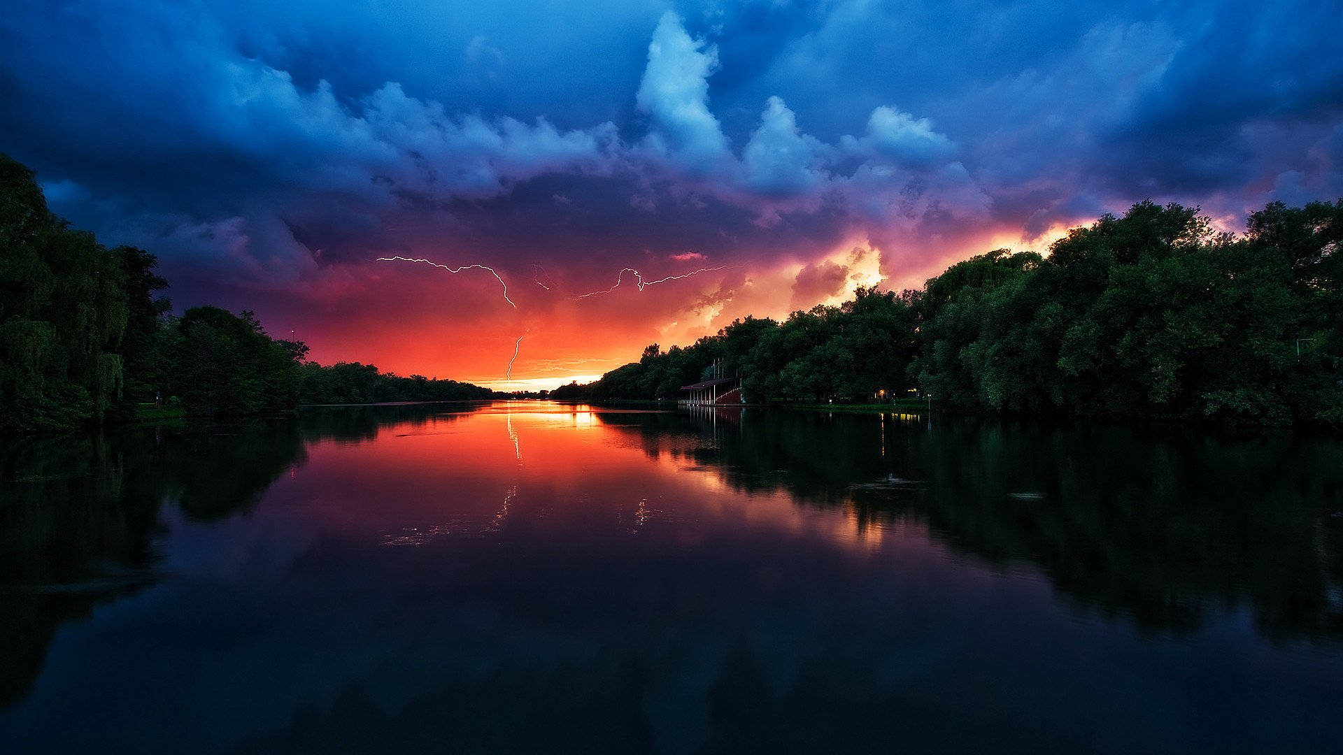 Cloudy Weather With Sunset Wallpaper
