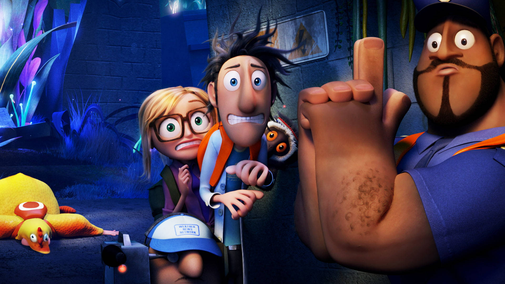 Cloudy With A Chance Of Meatballs 2 Characters Looking Scared Wallpaper
