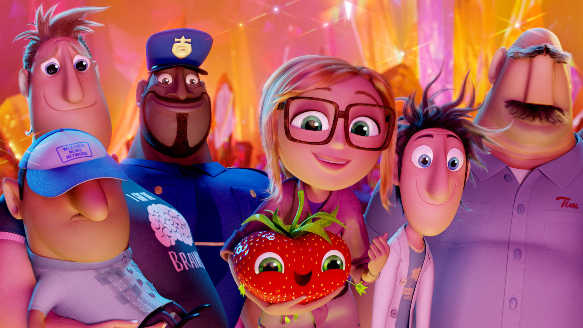 Cloudy With A Chance Of Meatballs 2 Characters Smiling Wallpaper