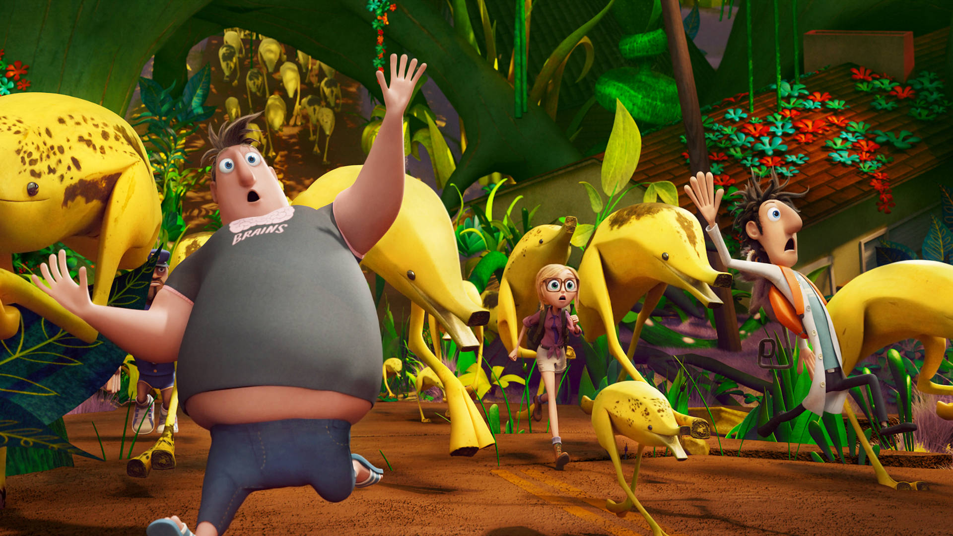 Cloudy With A Chance Of Meatballs 2 Characters With Some Bananostrich Wallpaper