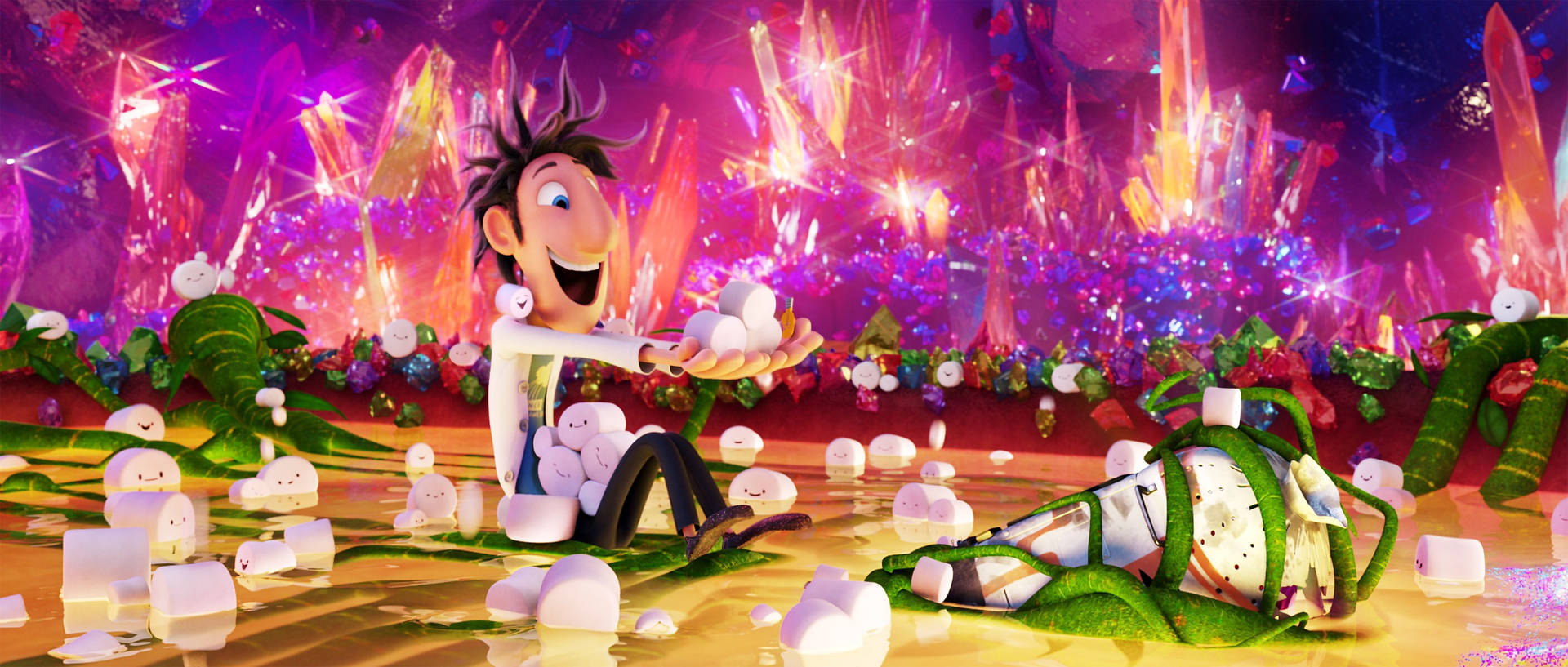 Cloudy With A Chance Of Meatballs 2 Flint With Foodimals Wallpaper