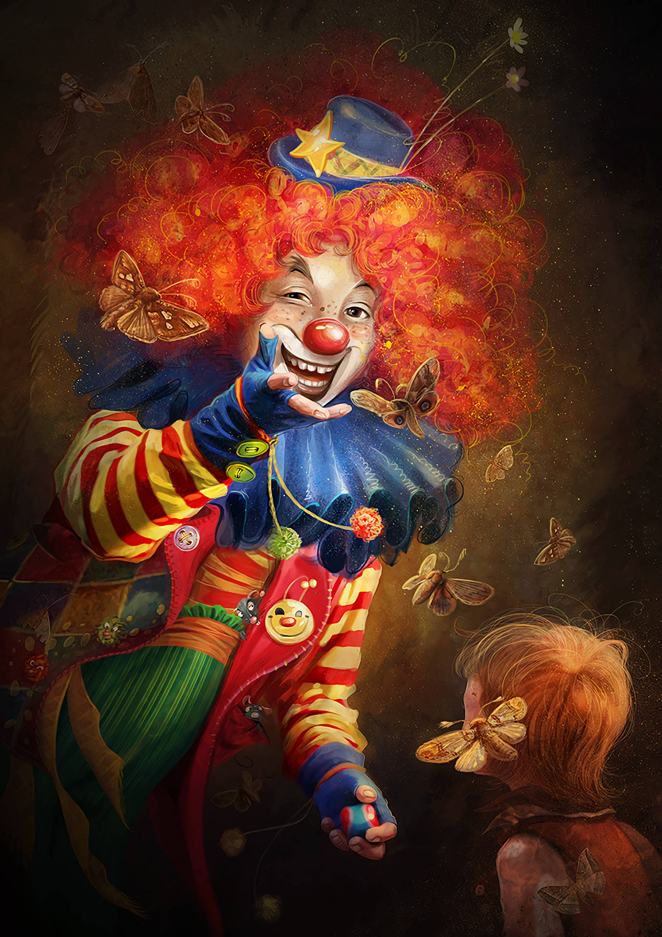 A Clown With Red Hair And A Butterfly Wallpaper