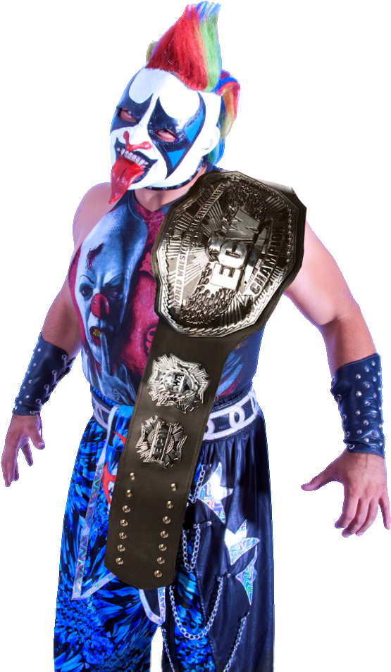 Clown Masked Wrestlerwith Championship Belt PNG