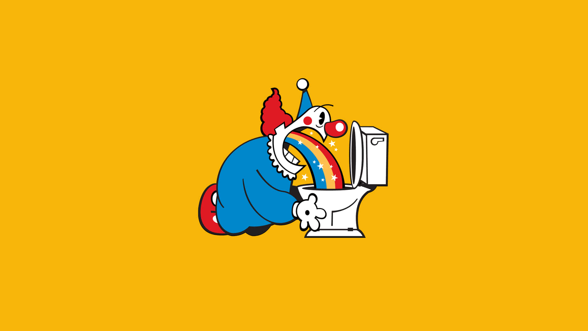Clown Using Toilet Illustration Wallpaper