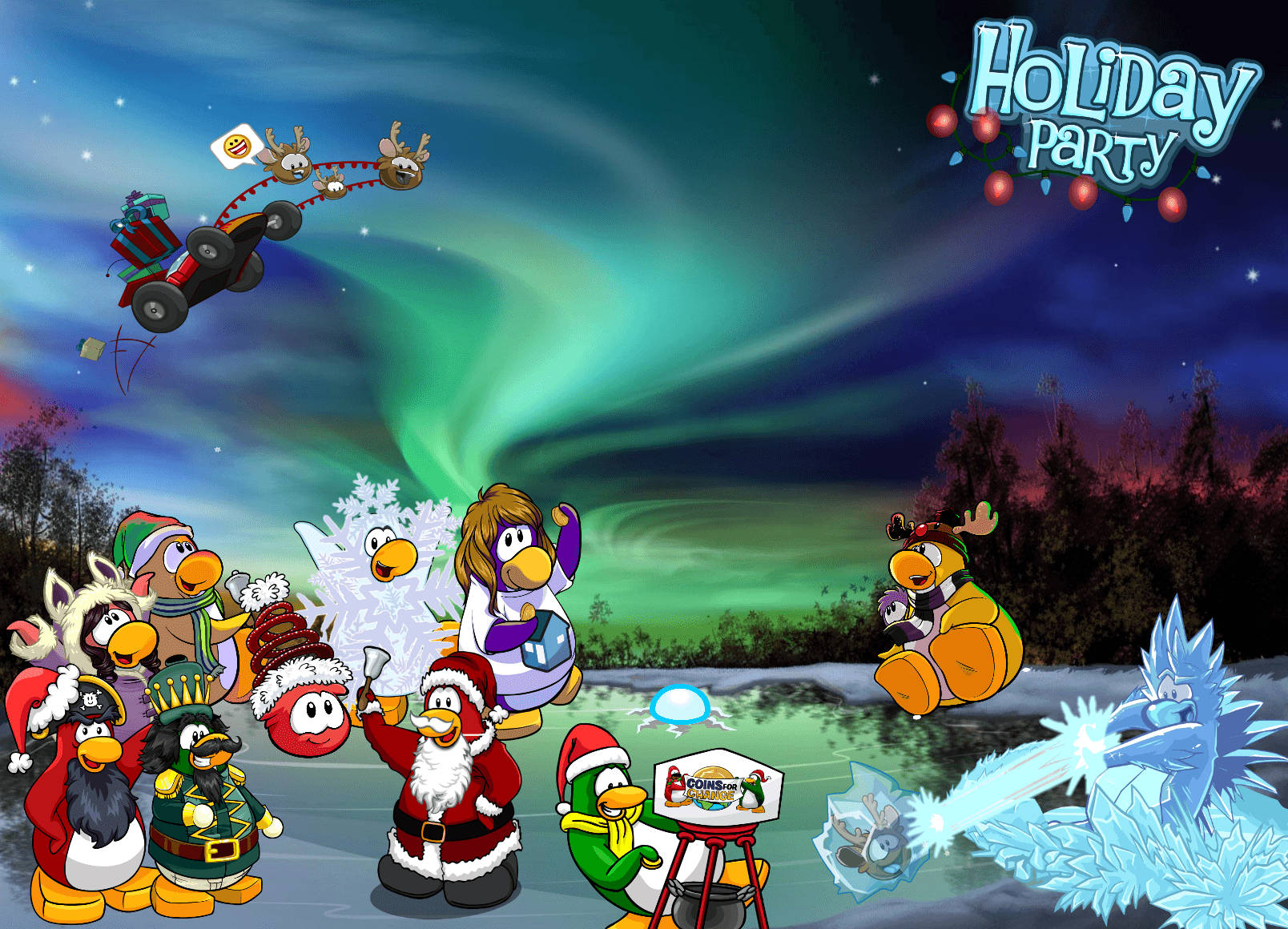 Download Club Penguin Christmas Party Flyer Wallpaper 