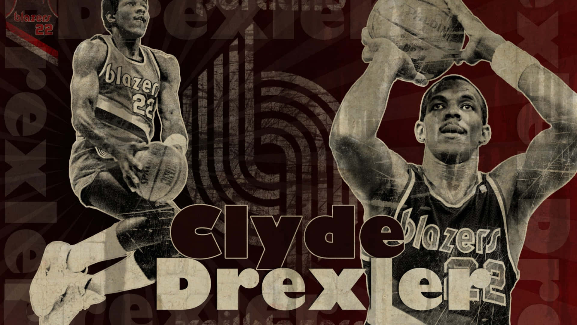 Clyde Drexler Basketball Player Digital Fan Poster Wallpaper