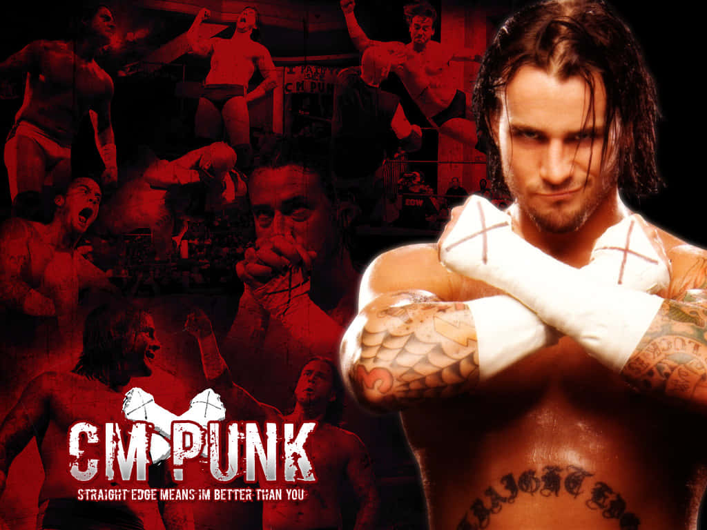American Wrestler Cm Punk Red Poster Wallpaper