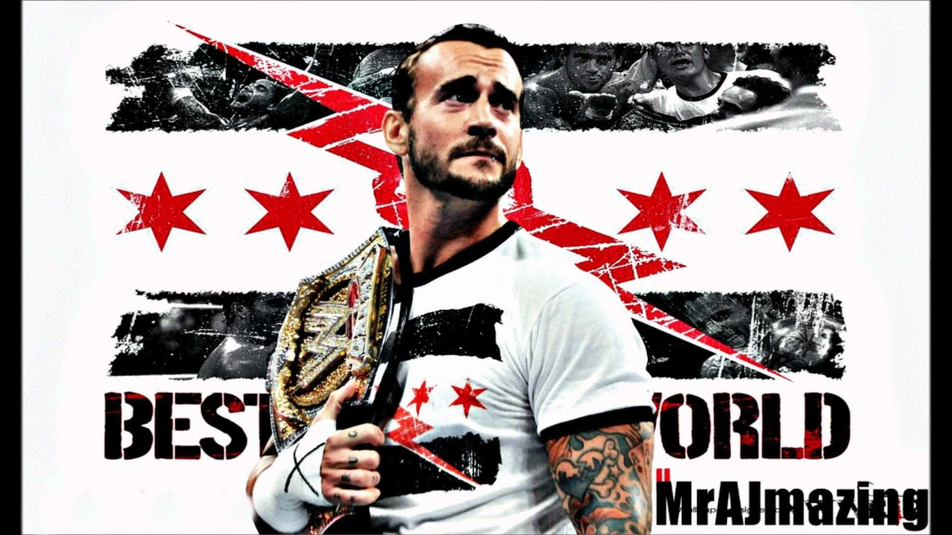 A Man With Tattoos Holding A Wrestling Belt Wallpaper