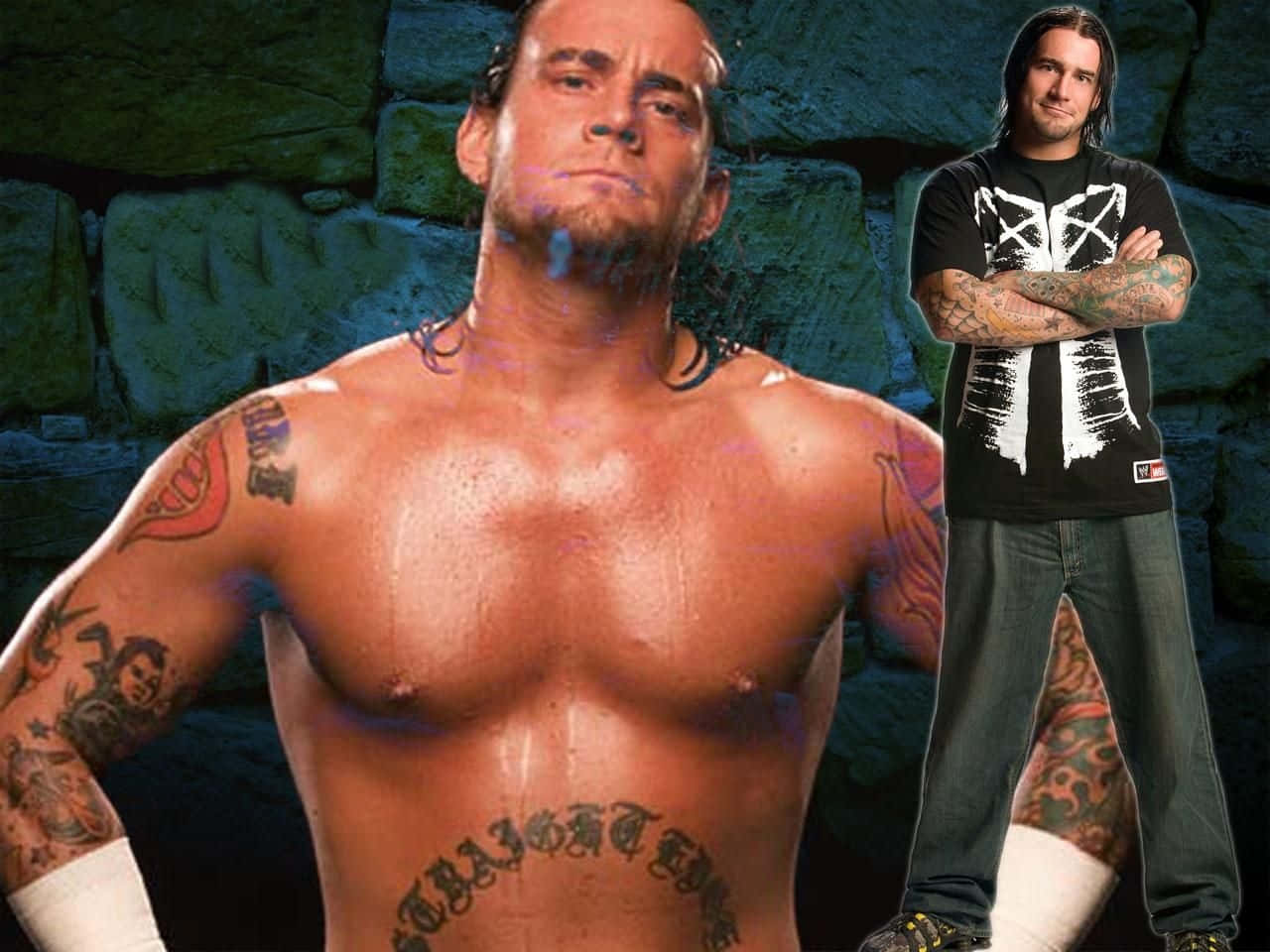 Wrestlere fra WWE med tatoveringer stående ved siden af hinanden Wallpaper