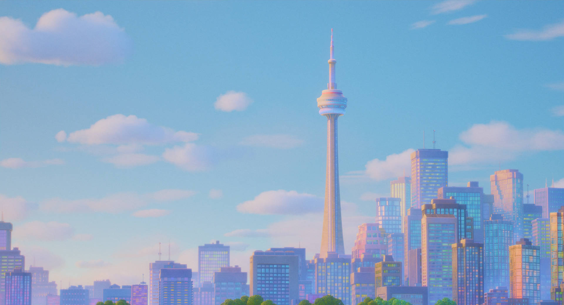 CN Tower Anime Aesthetic Wallpaper