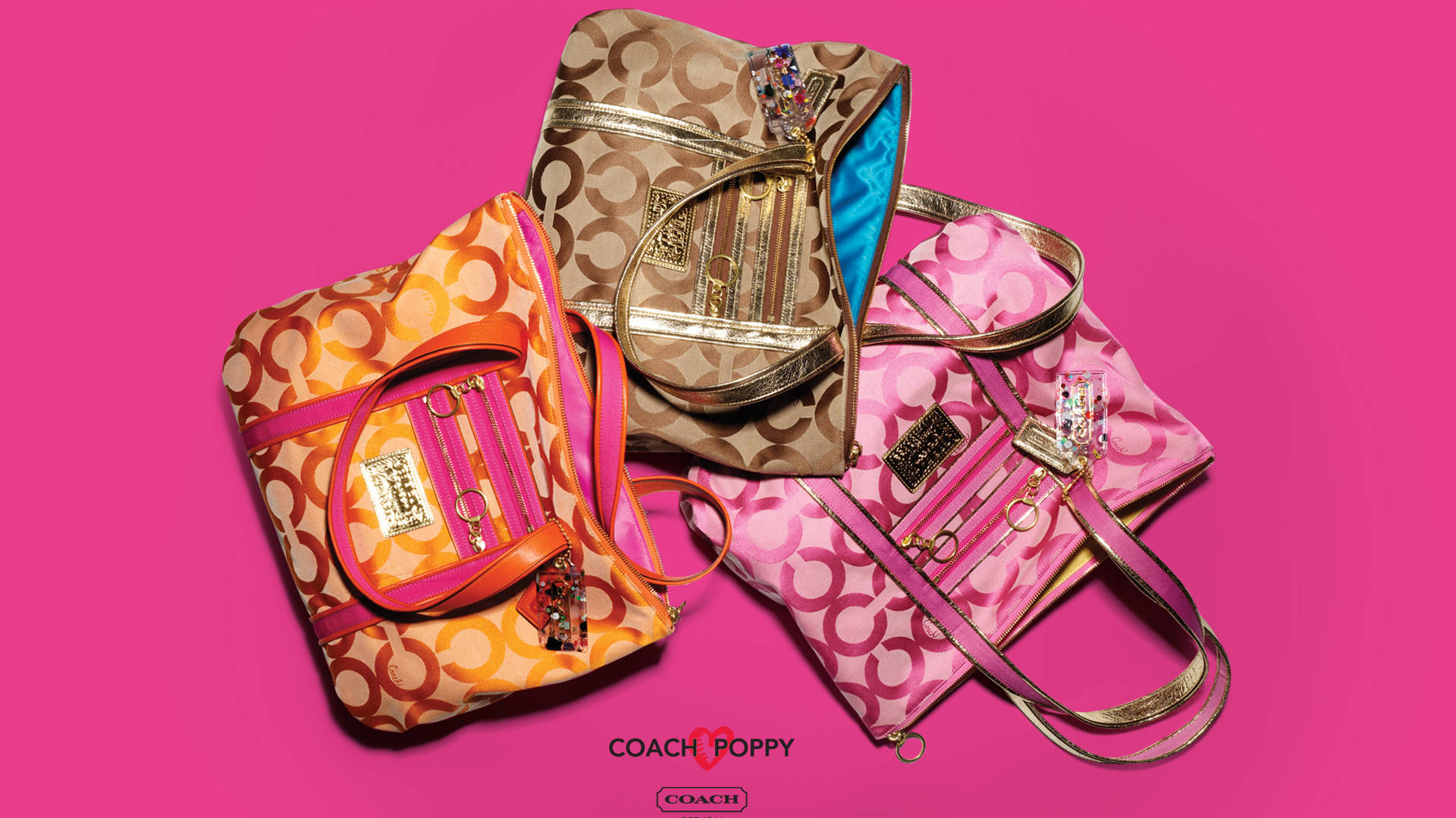 Coach Bags On Pink Background