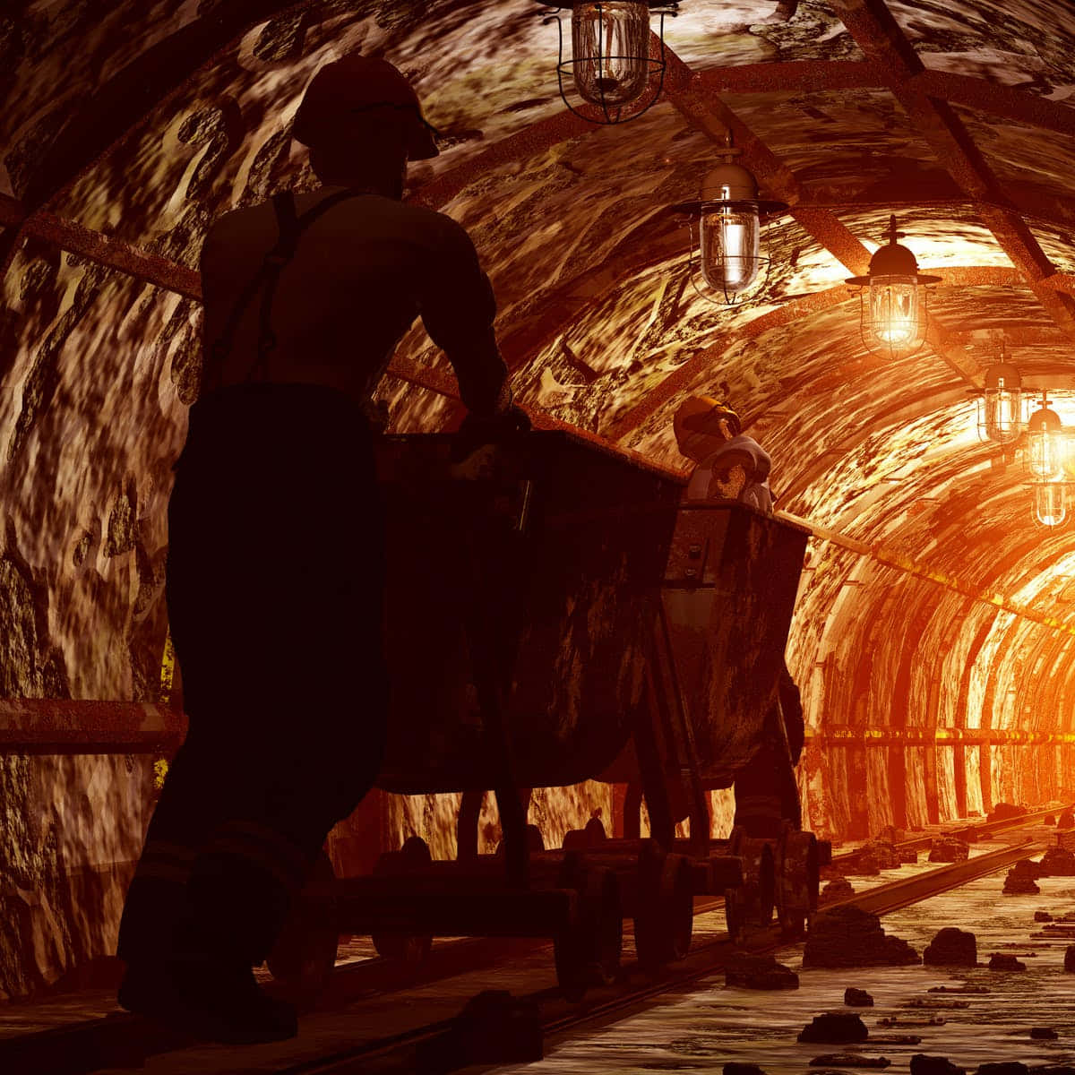 Miners hard at work in a coal mine