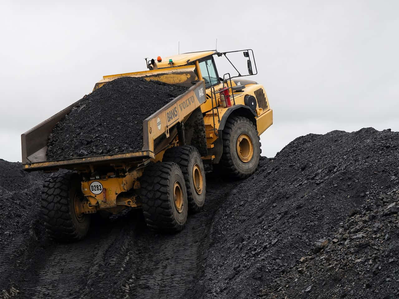 Minerosde Carbón Trabajando Arduamente En Una Mina De Carbón Negra.