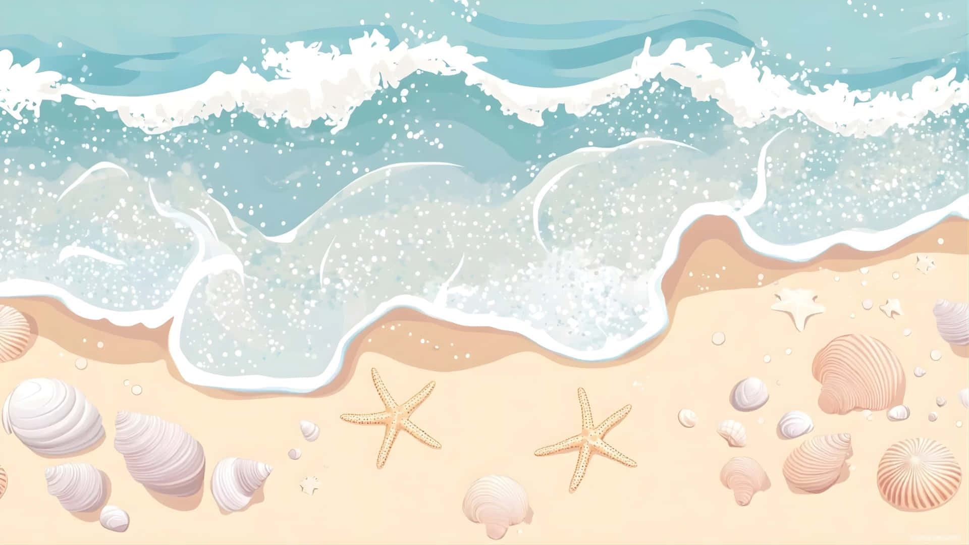 Coastal Beach With Seashells Wallpaper