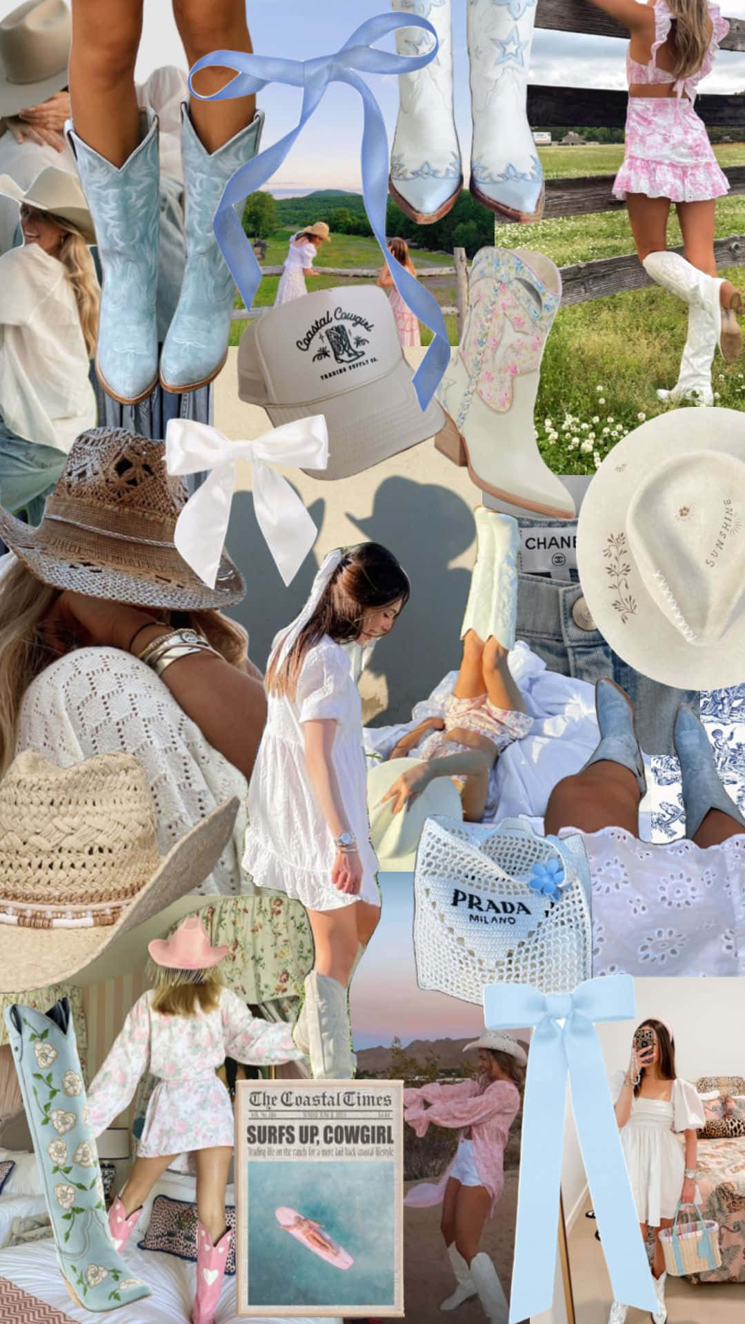 Coastal Cowgirl Aesthetic Collage Wallpaper