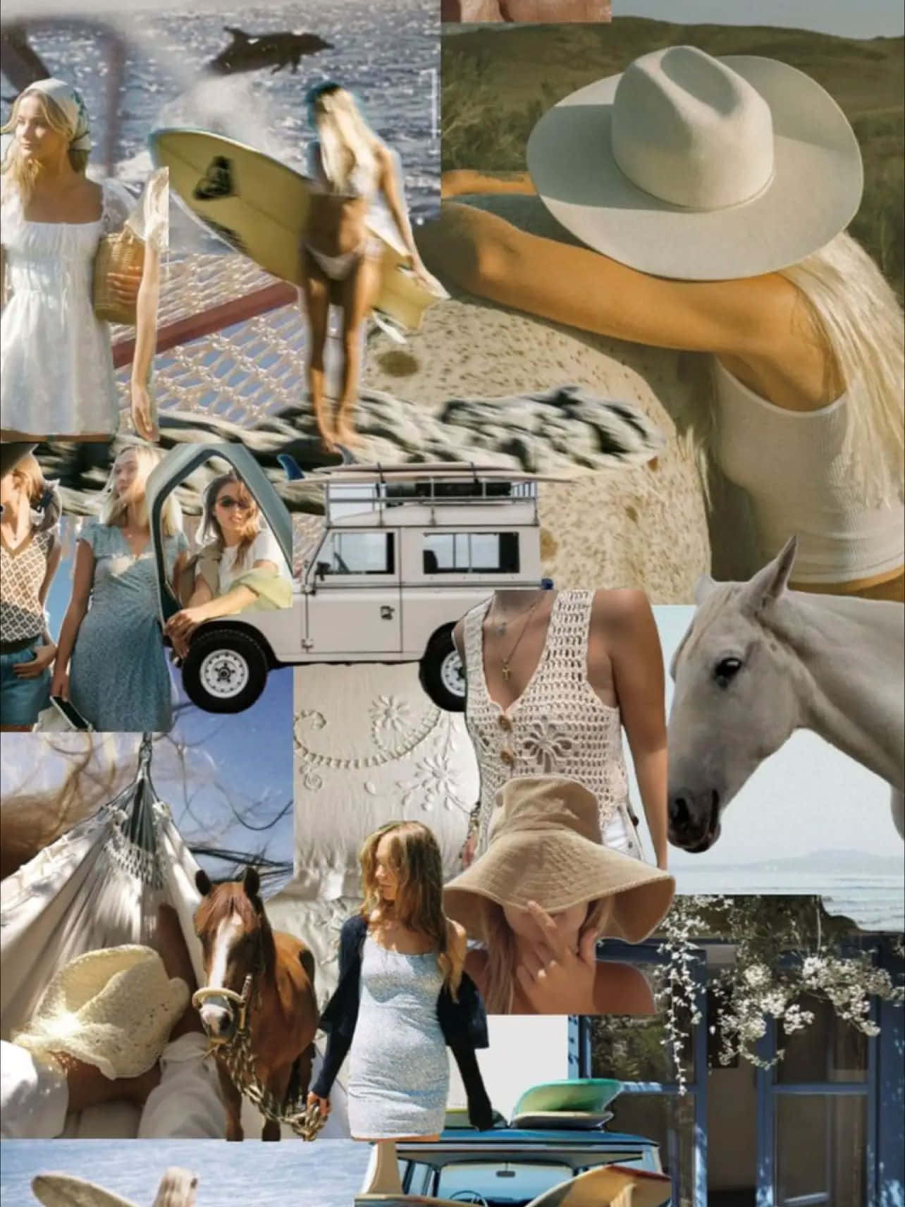 Coastal Cowgirl Collage Aesthetic.jpg Wallpaper