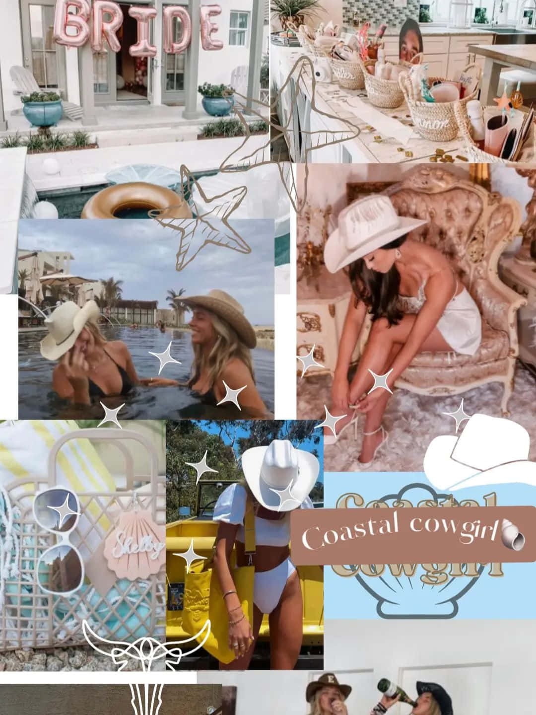Coastal Cowgirl Collage Wallpaper