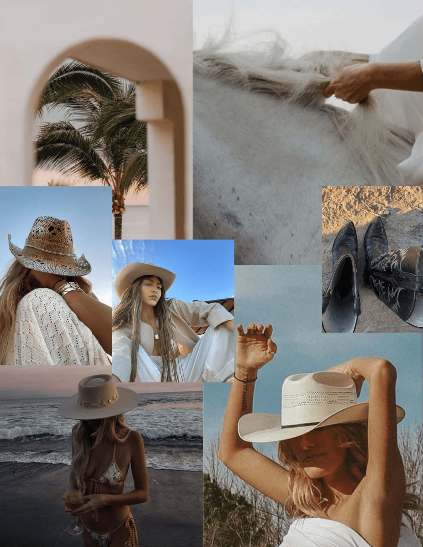 Coastal Cowgirl Inspiration Collage Wallpaper