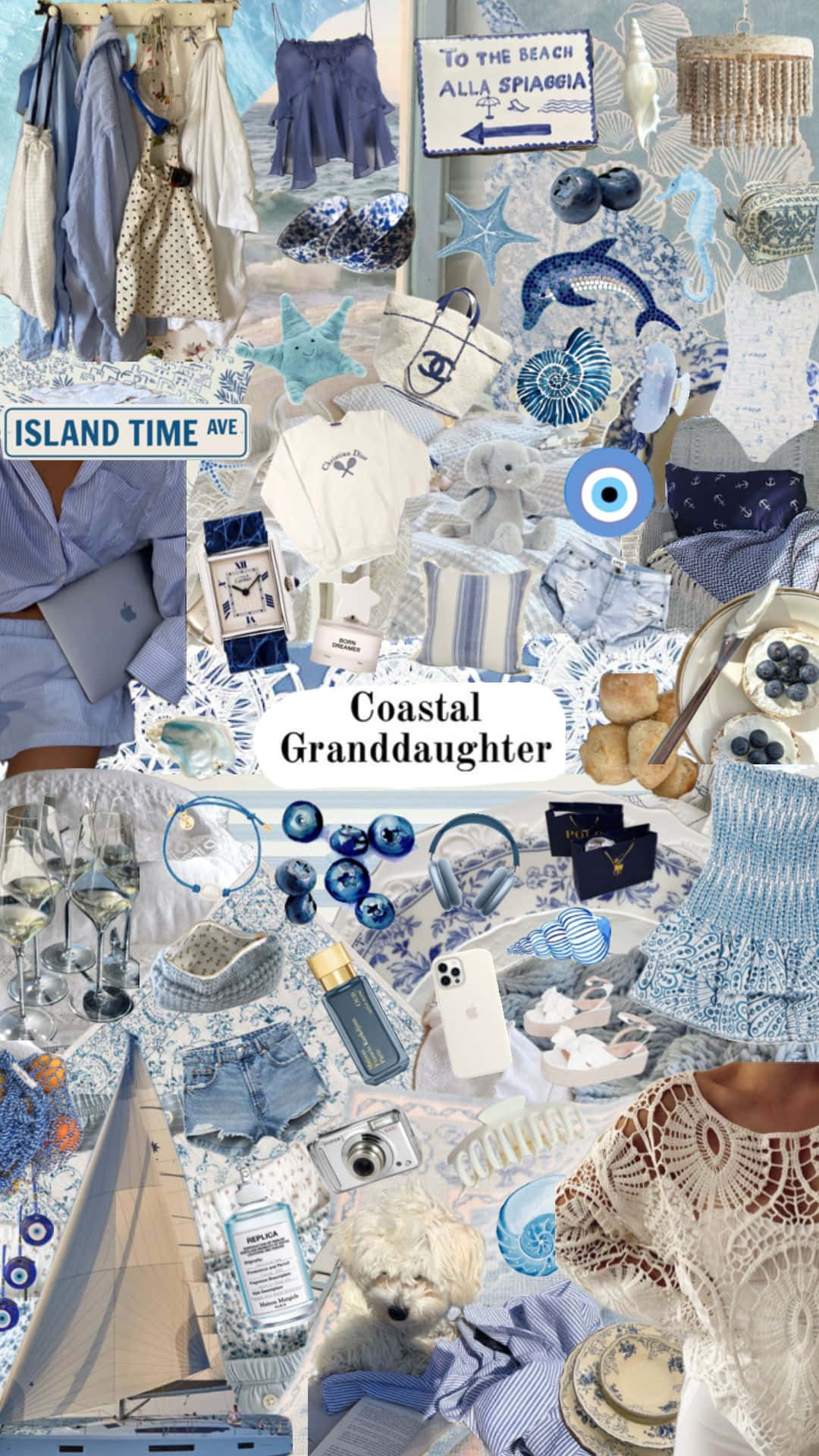 Coastal Granddaughter Aesthetic Collage Wallpaper