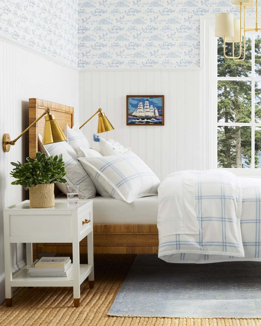 Coastal Inspired Bedroom Serena And Lily Wallpaper