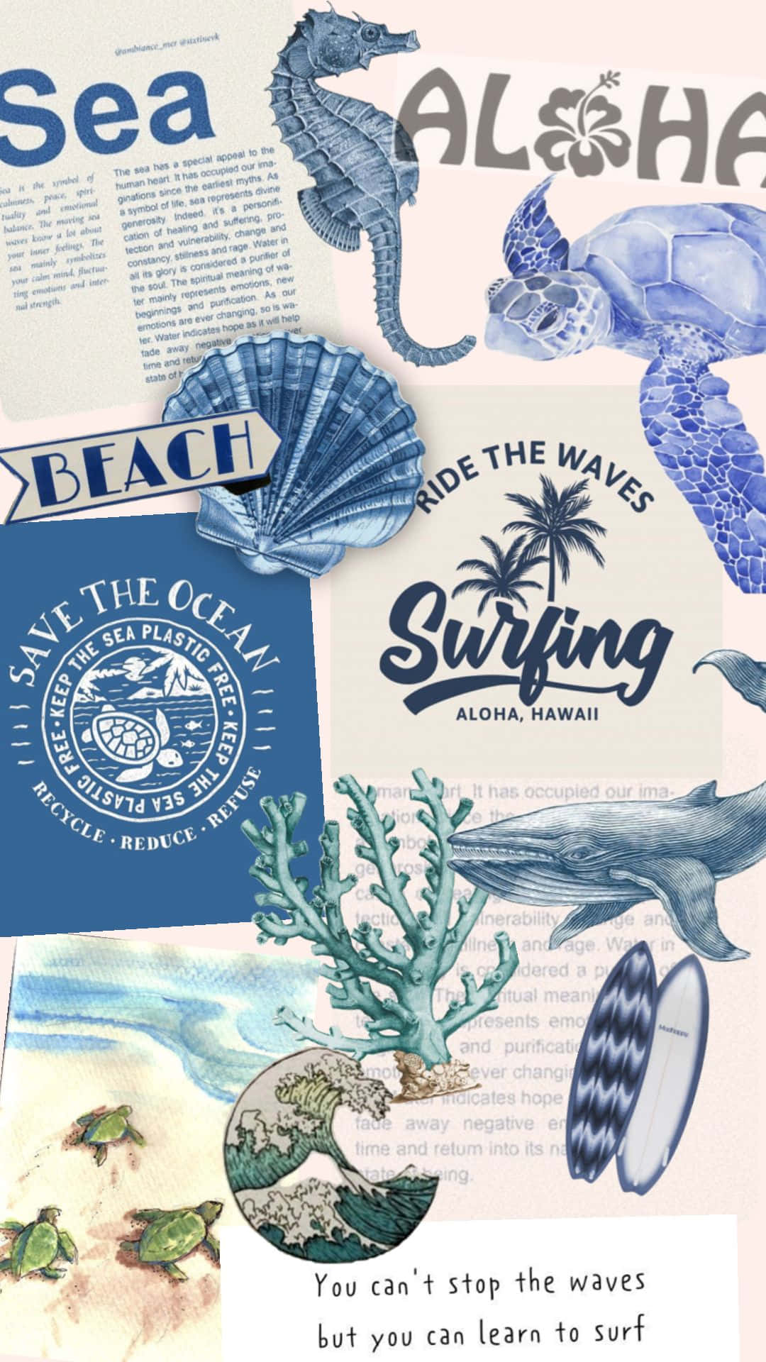 Coastal Inspired Collage Aesthetic Wallpaper
