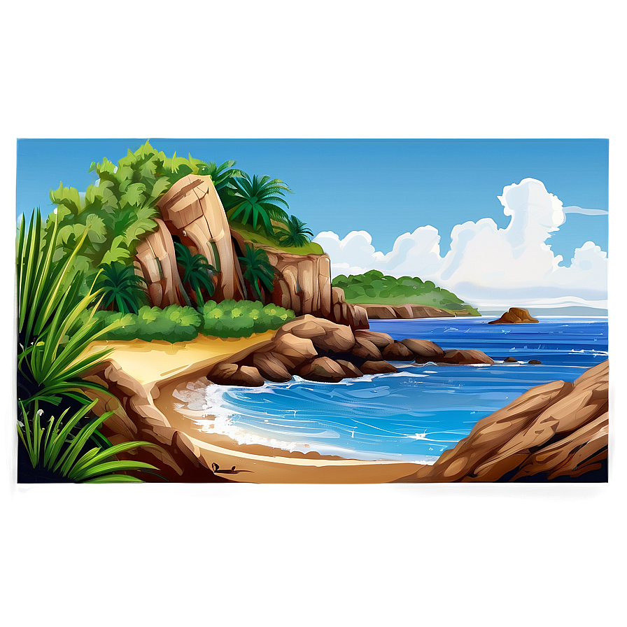 Coastal Landscape Drawing Png Qxf36 PNG