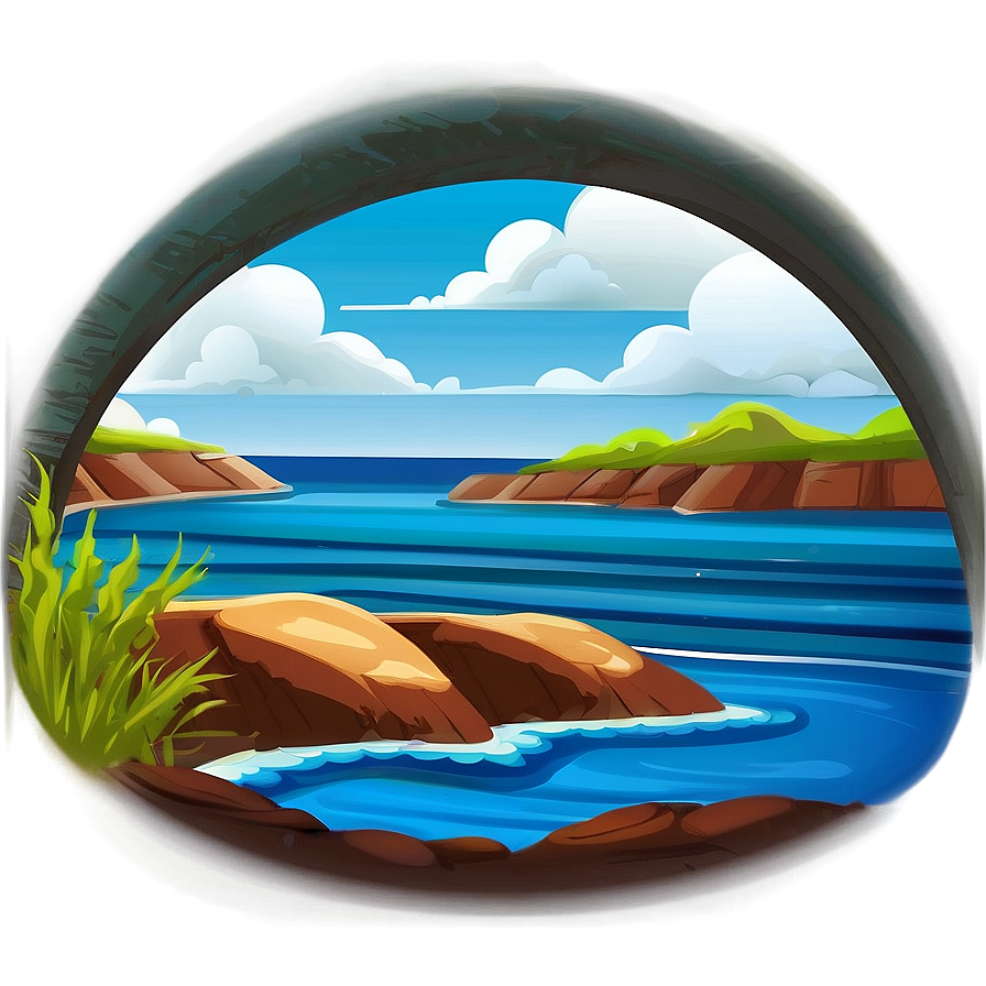 Coastal Landscape Drawing Png Wrq PNG