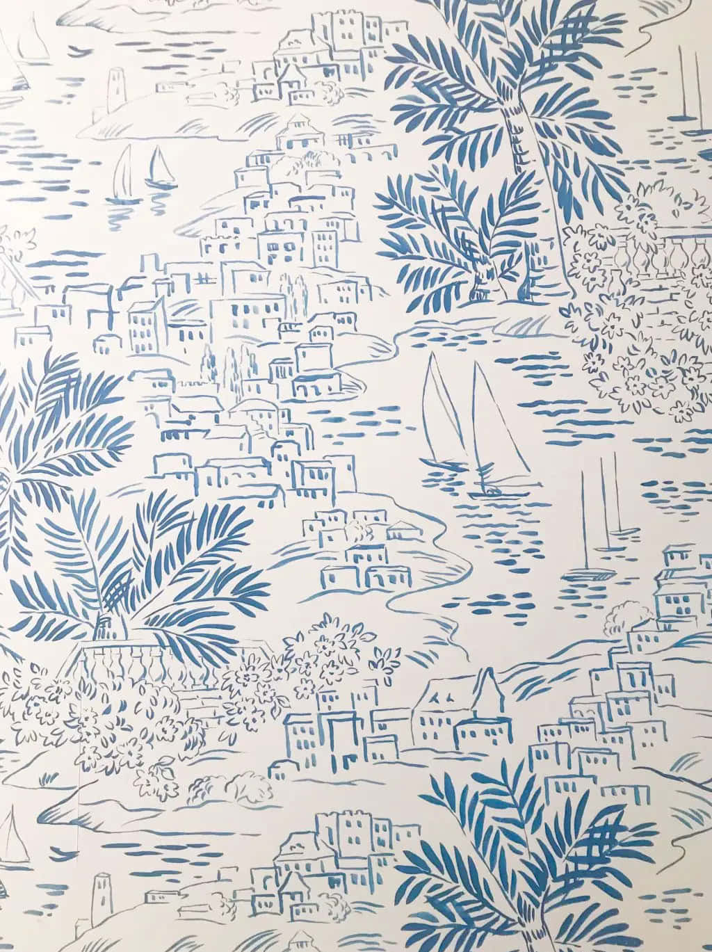Coastal Village Pattern Wallpaper Wallpaper