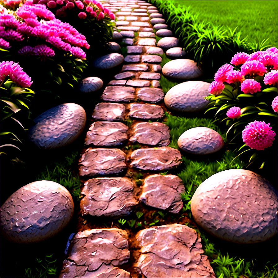Cobblestone Garden Pathway Png 06262024 PNG