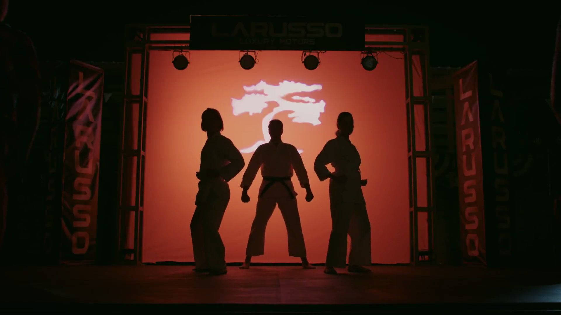 Silhouette of martial artists from Cobra Kai wallpaper