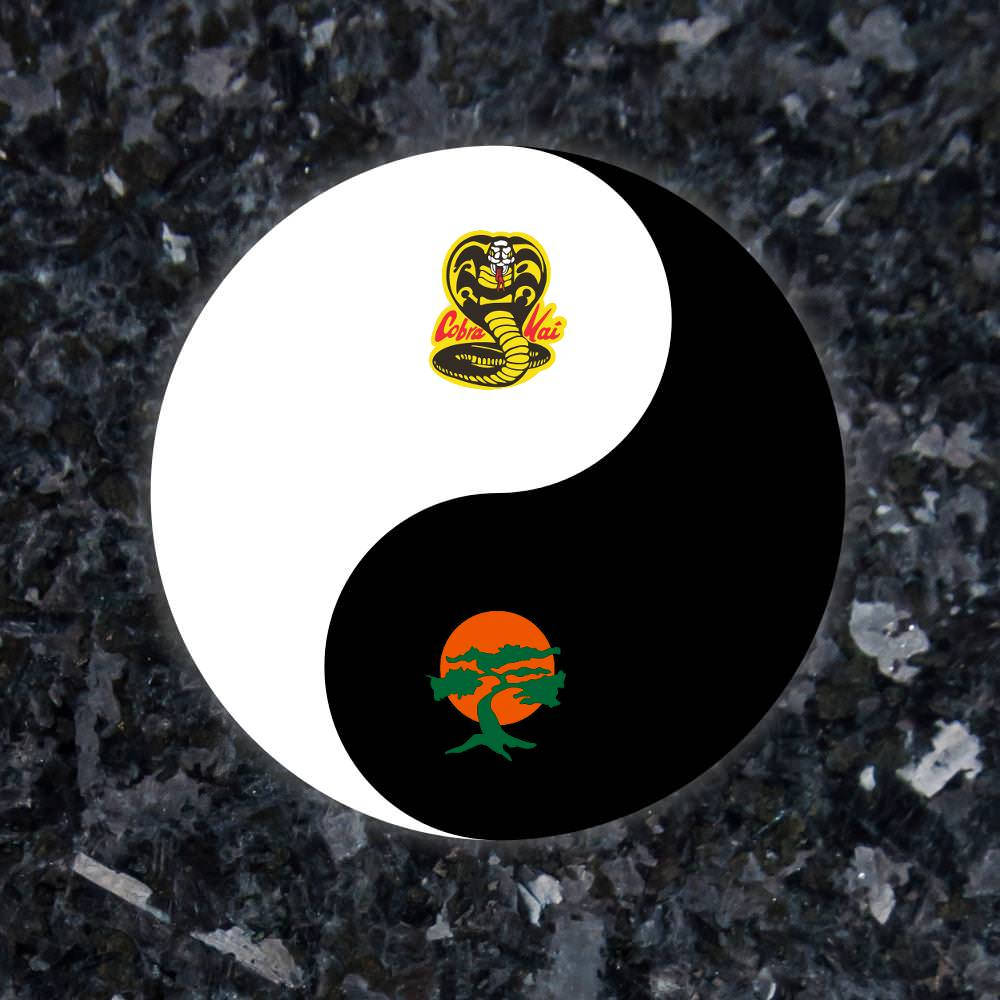 The intricate yin and yang symbol, representing the opposing forces of Cobra Kai and Miyagi-Do Wallpaper