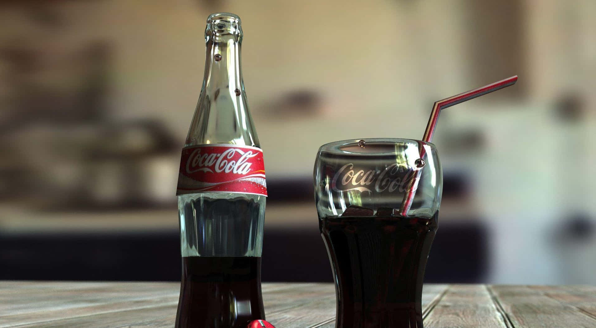 Refreshing fizziness of Coca-Cola in a bottle.