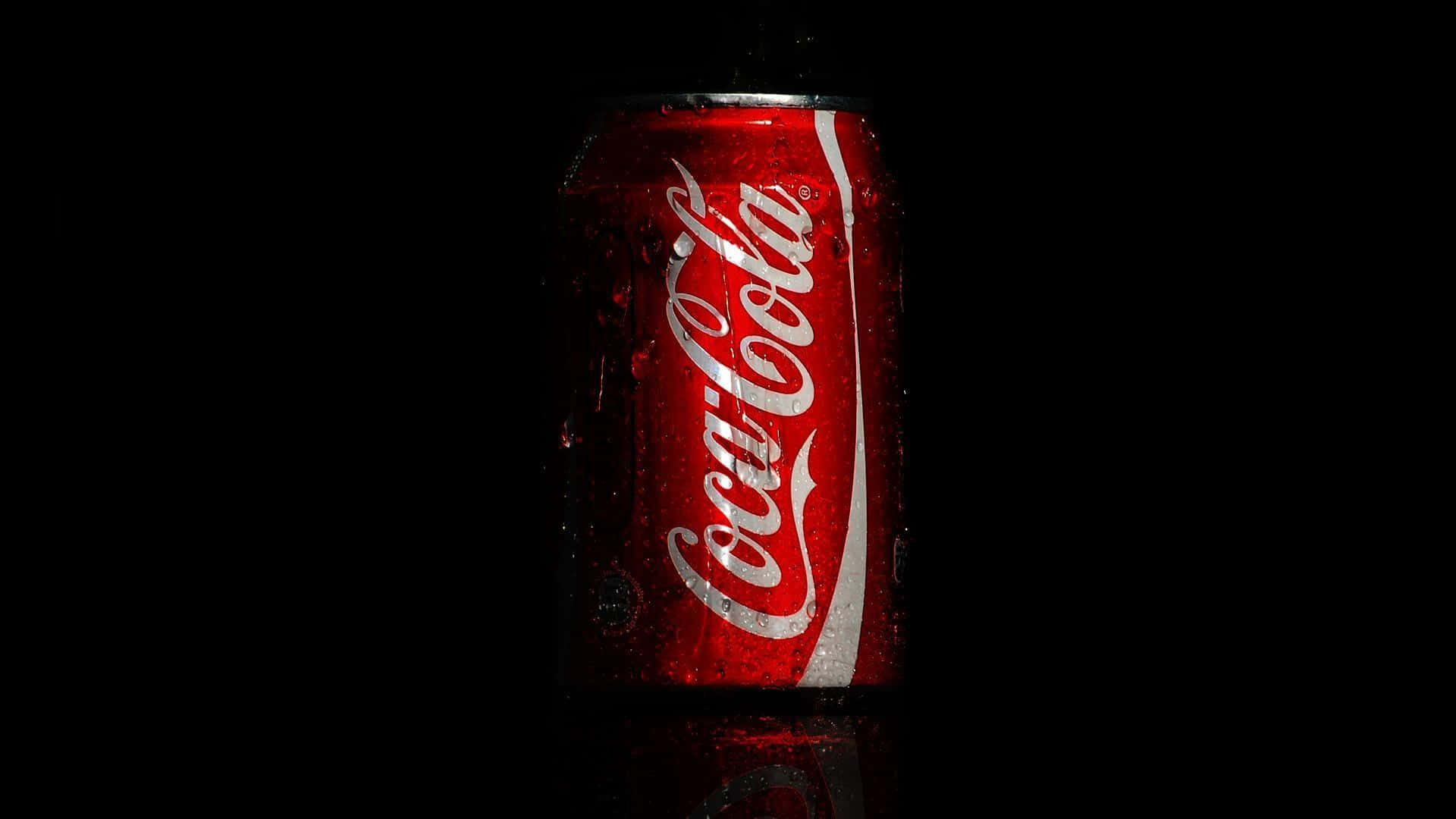 A Coca Cola Can On A Black Background