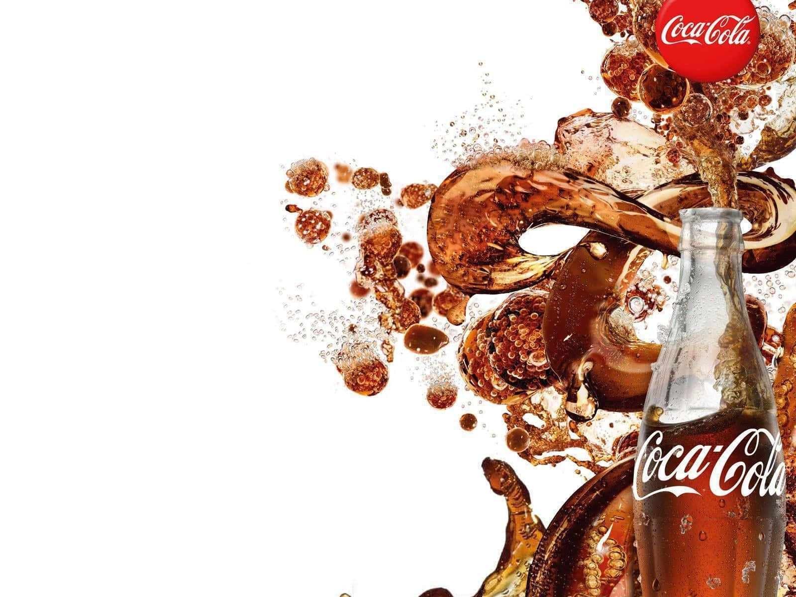 Coca Cola Bottle With A Splash Of Liquid