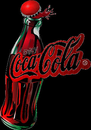 Coca Cola Bottle Splash Art PNG