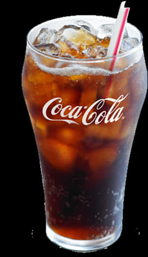 Coca Cola Glass With Iceand Straw PNG