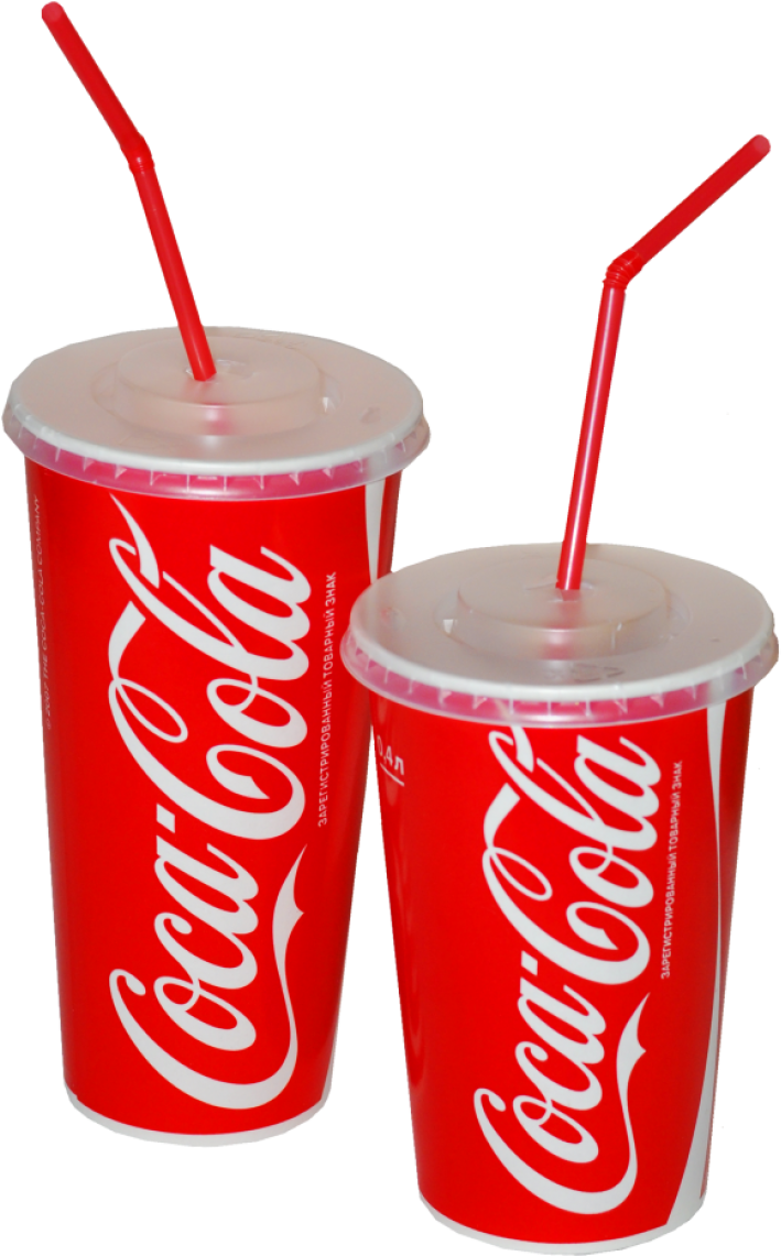 Coca Cola Paper Cupswith Straws PNG